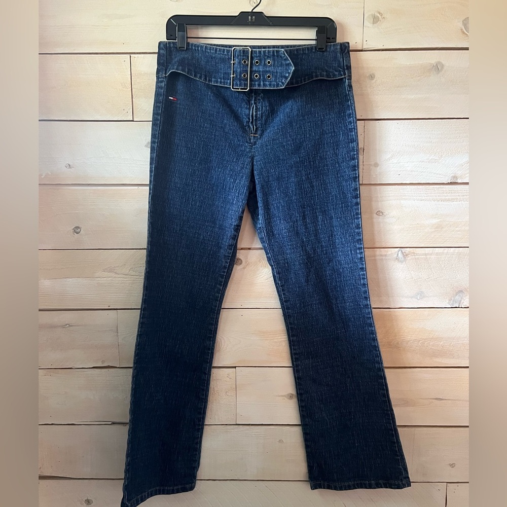 Tommy Hilfiger Vintage Y2K Low Rise Jeans with Built in Belt Detail sz S/M